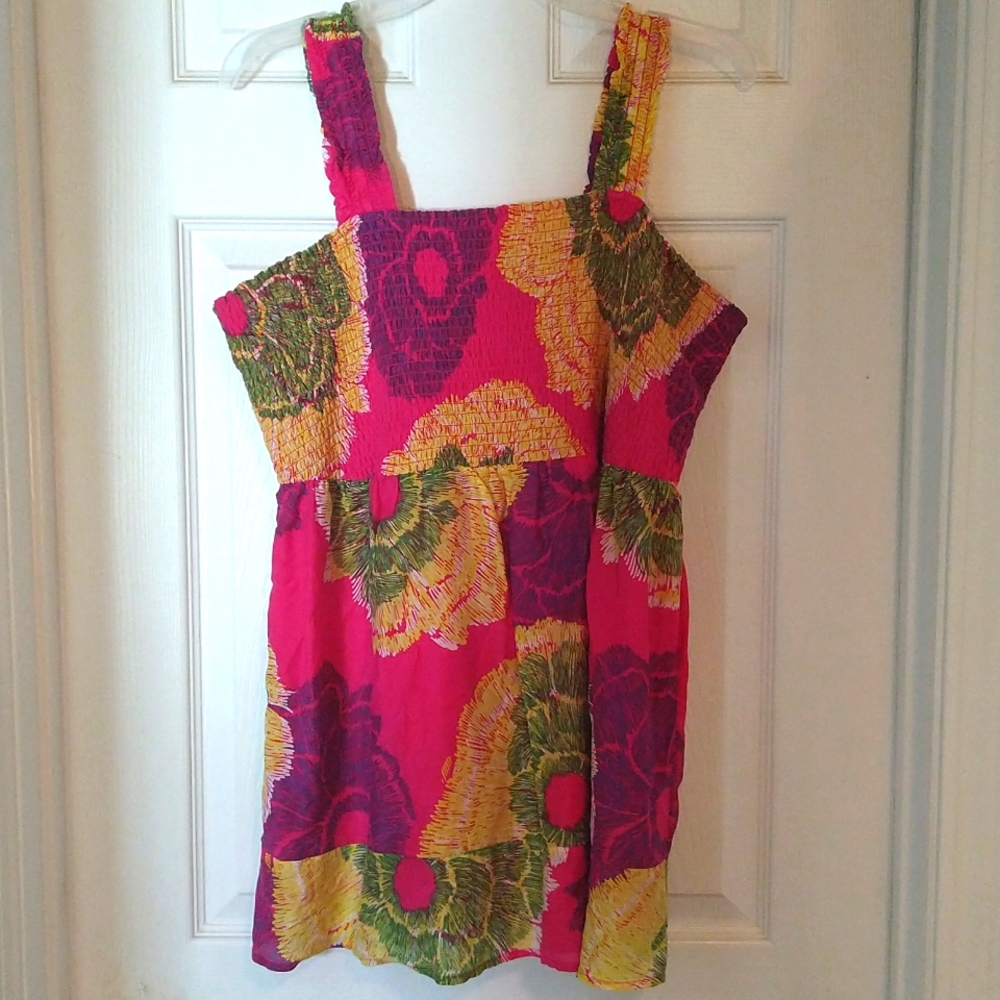Tropical ruched tank (lined)